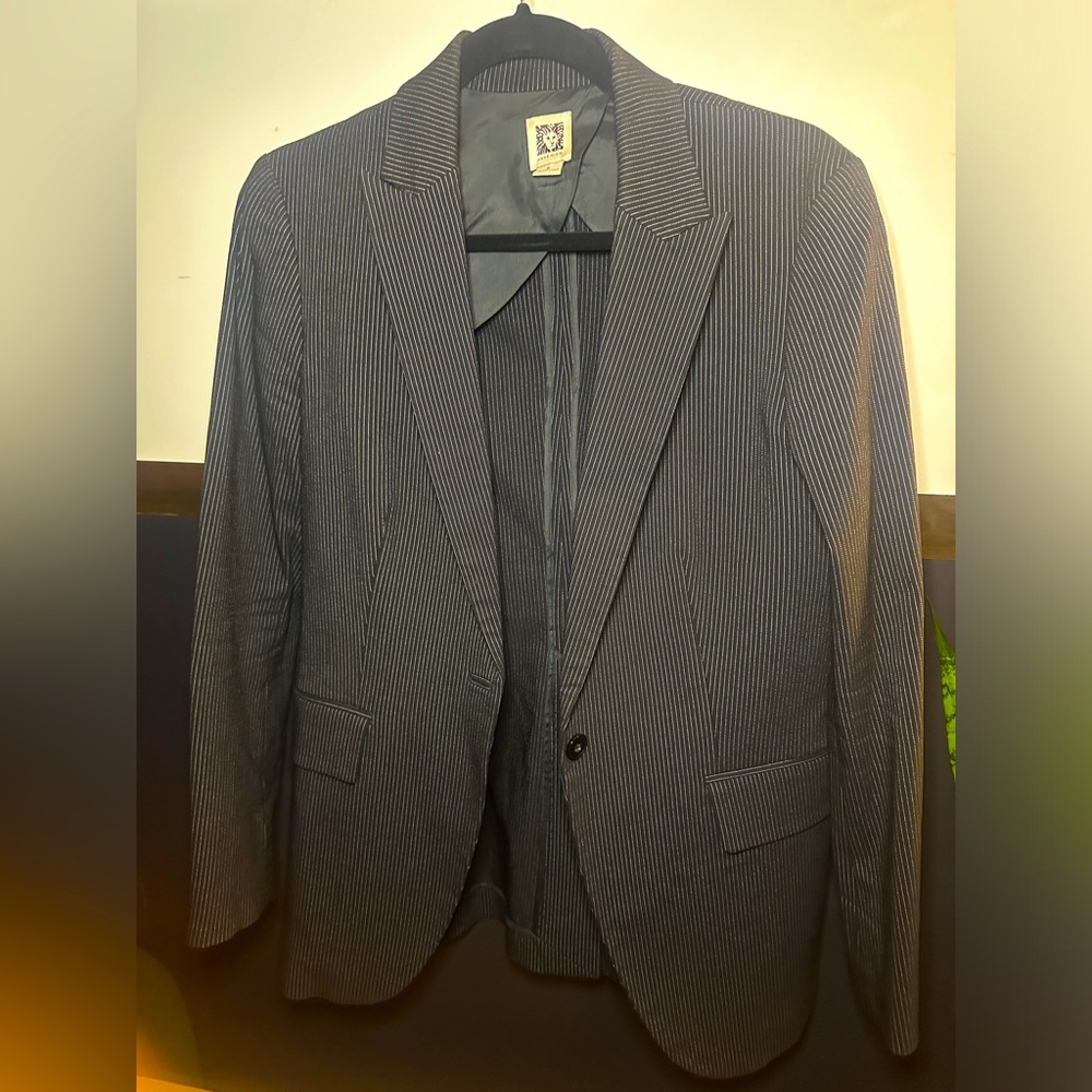 Women’s Anne Klein Black Pinstriped Stretchy Blazer